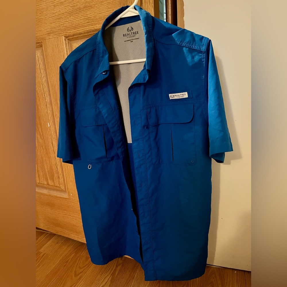 Realtree Blue Short Sleeve Shirt UPF 50 Fishing Shirt
